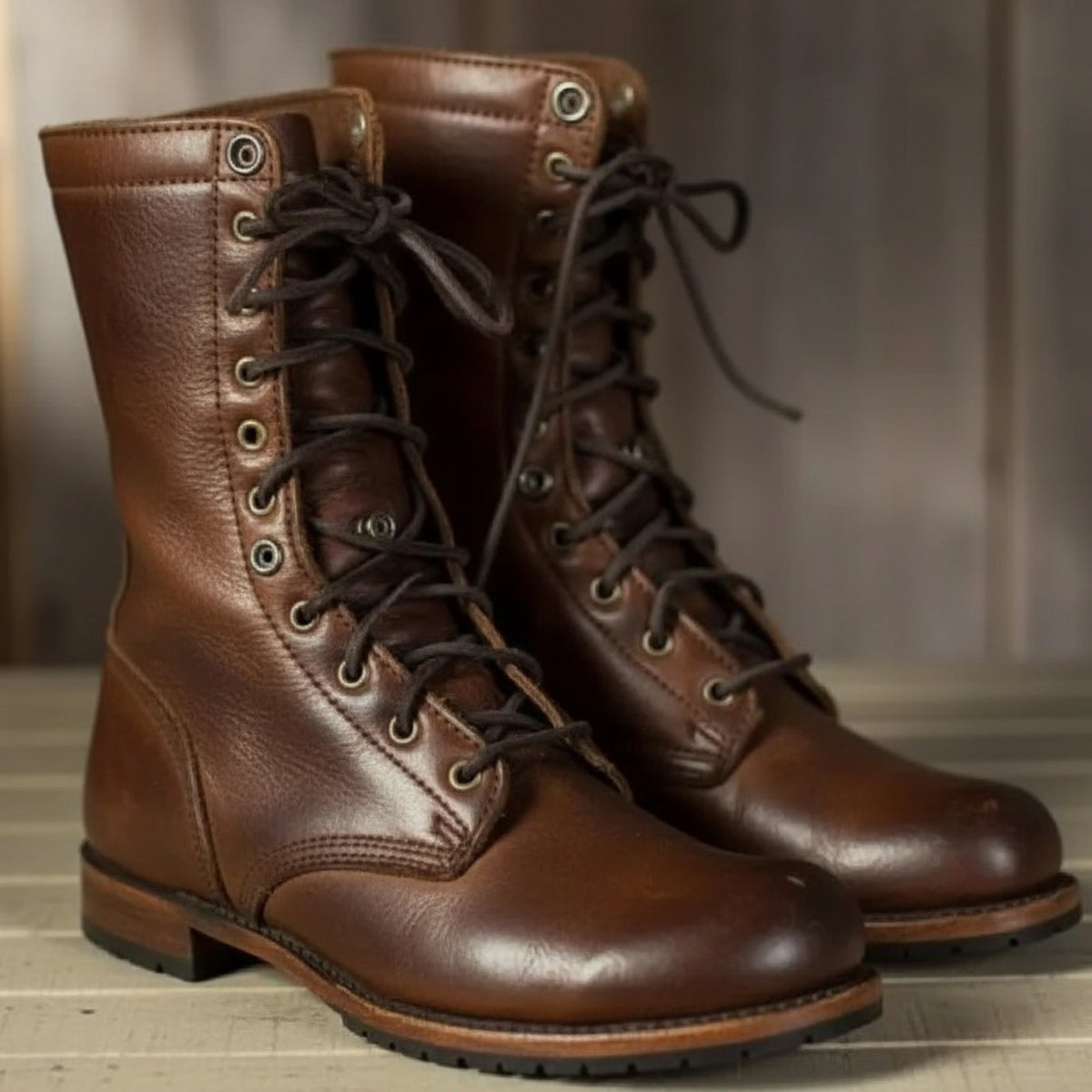 Heritage Leather Lace-Up Combat Boots