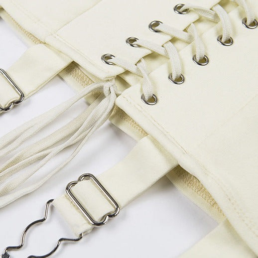 Sculpted Lace-Up Waist Mini Skirt