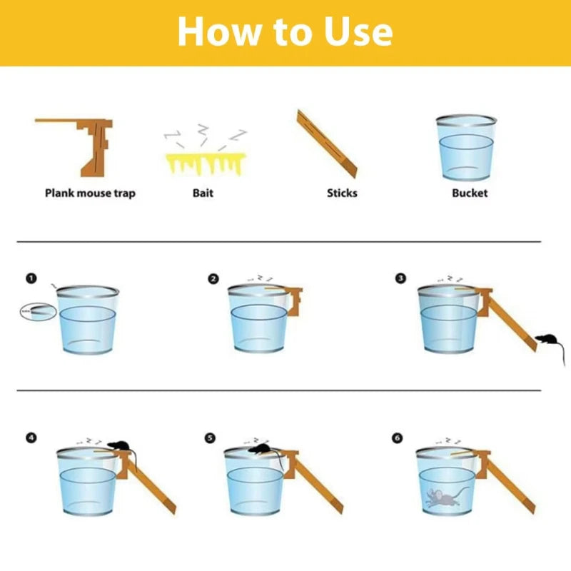 Humane Plank Mouse Trap for Bucket