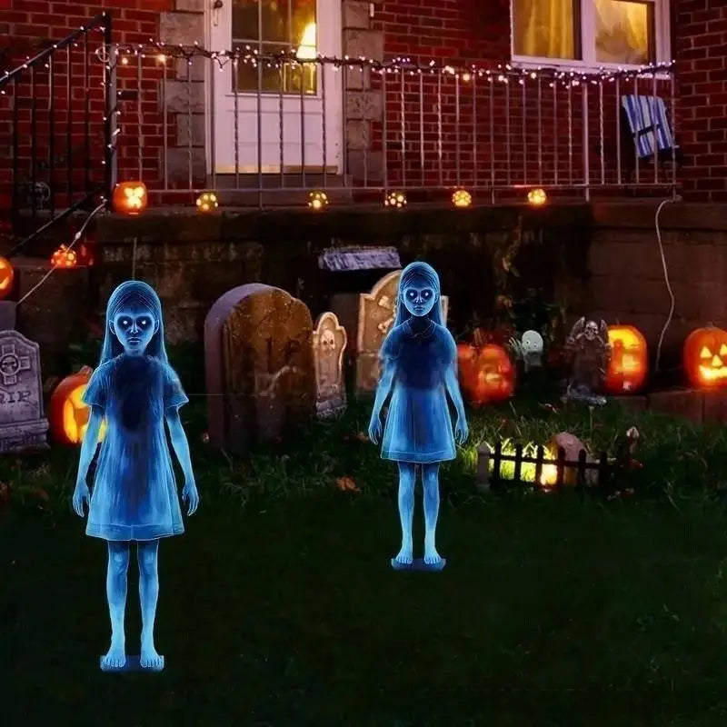 Outdoor Twin Ghost Decoration with LED Lights
