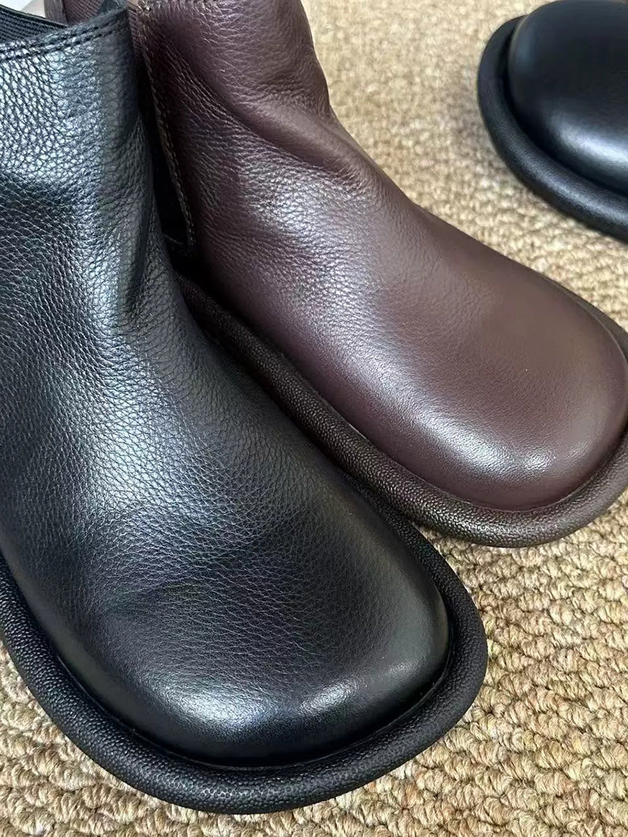 Soft Leather Flat Boots for Autumn Comfort