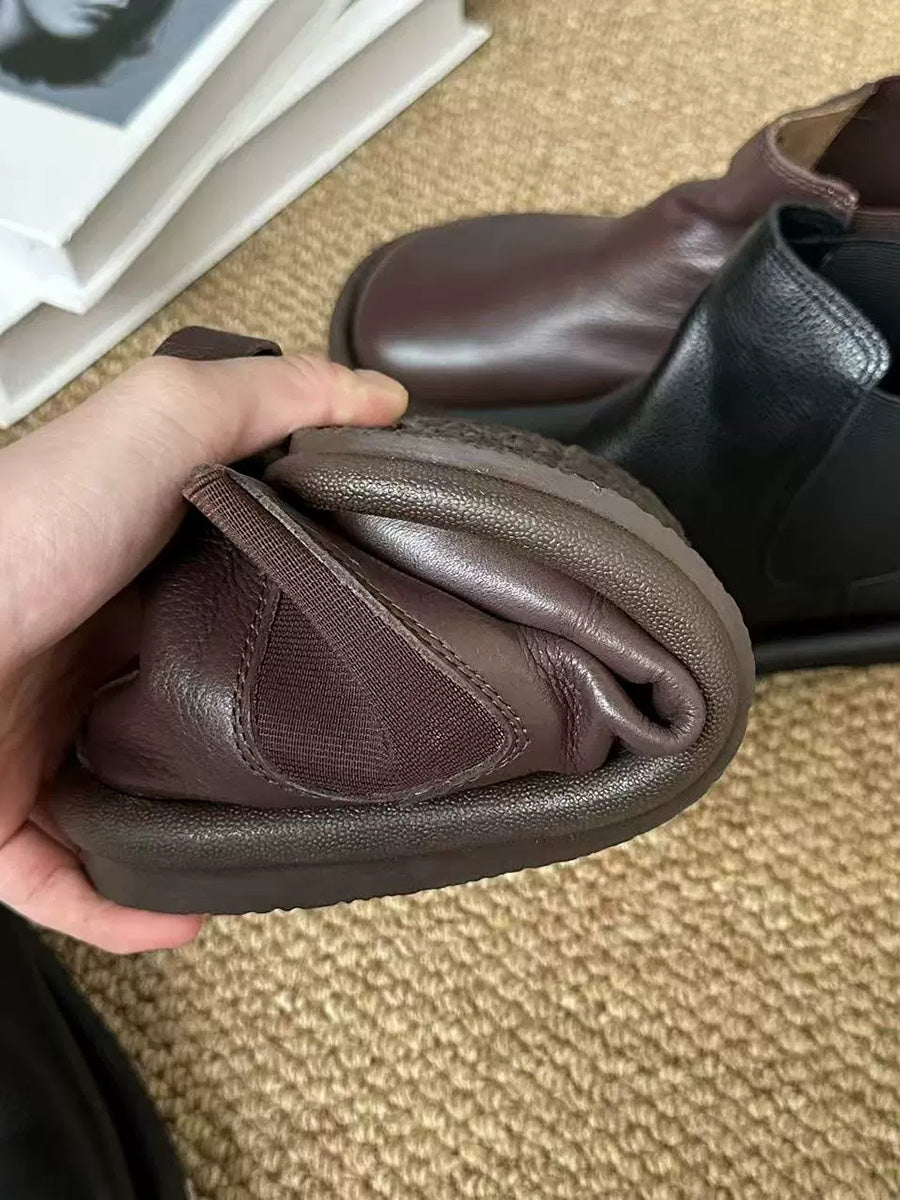 Soft Leather Flat Boots for Autumn Comfort