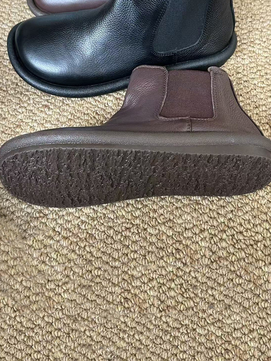 Soft Leather Flat Boots for Autumn Comfort