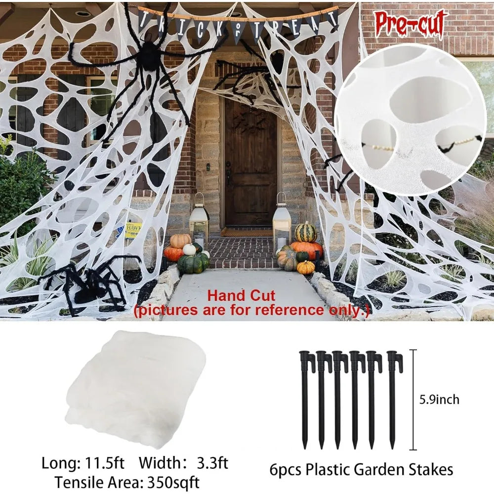 Giant Spider Web Yard Decoration with Stakes