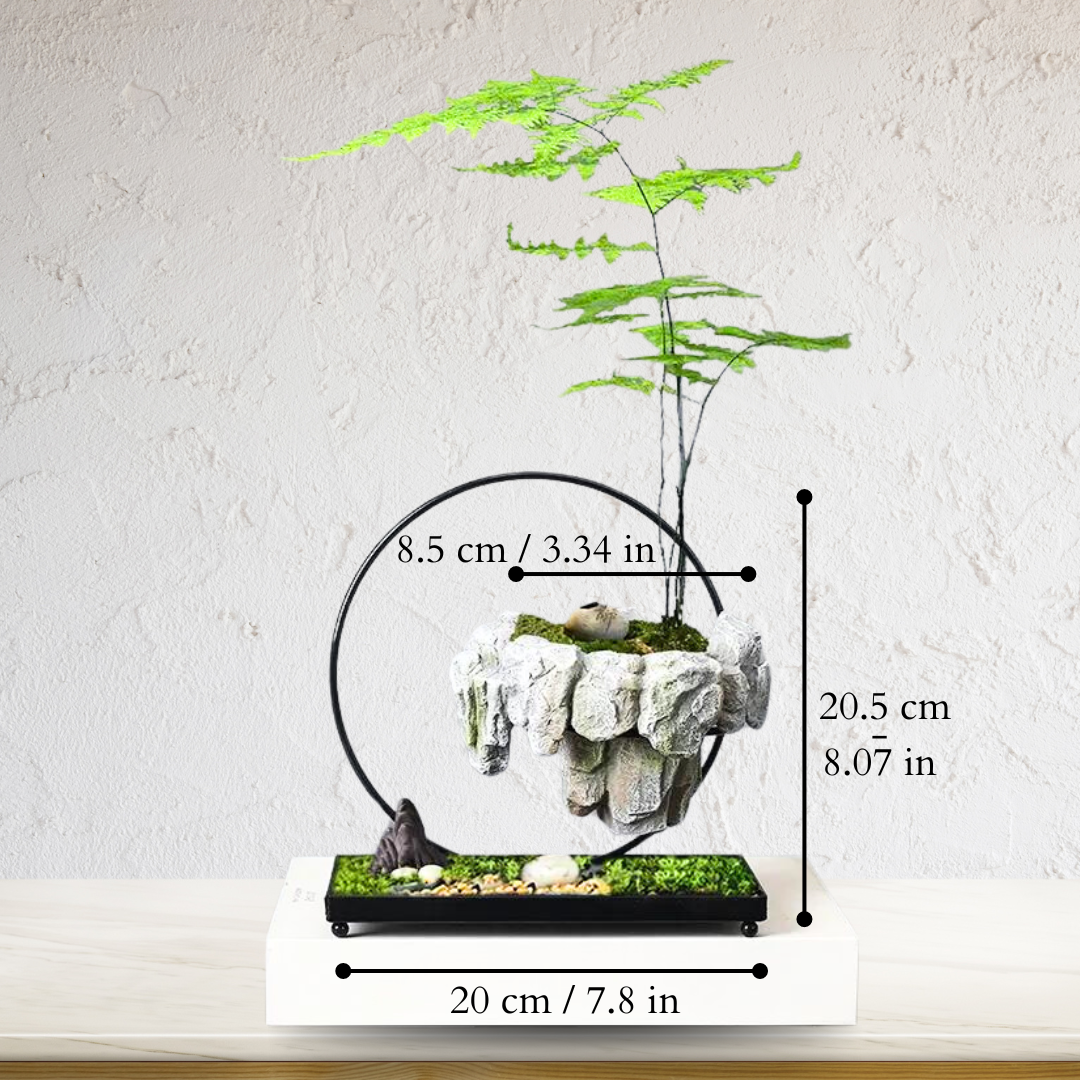 Levitating Stone Planter with Magnetic Base