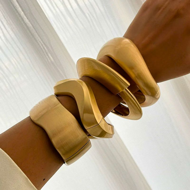 Bold Sculpted Gold Statement Bangle