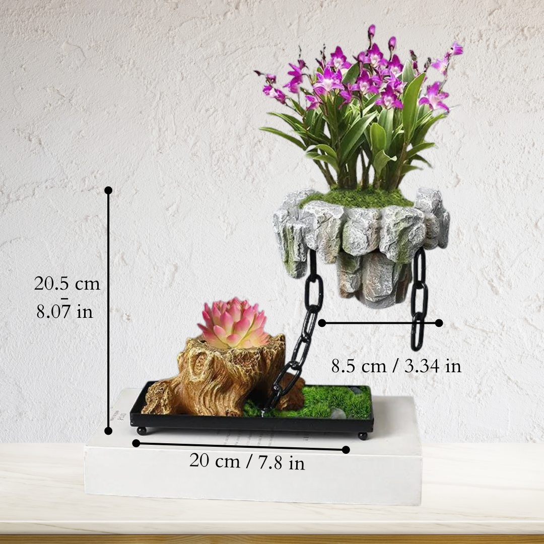 Levitating Stone Planter with Magnetic Base