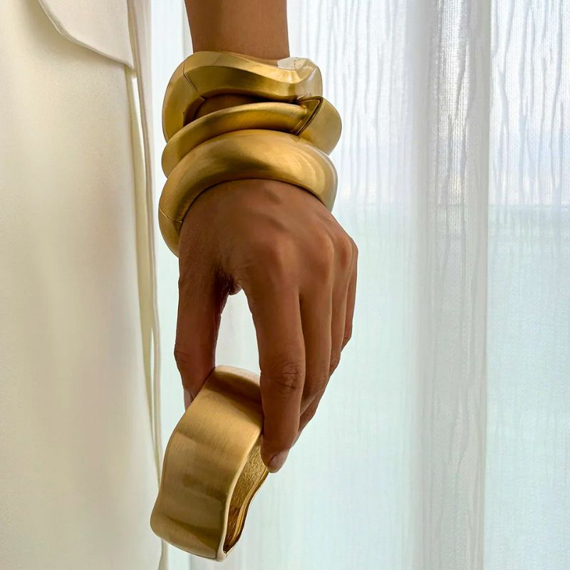 Bold Sculpted Gold Statement Bangle