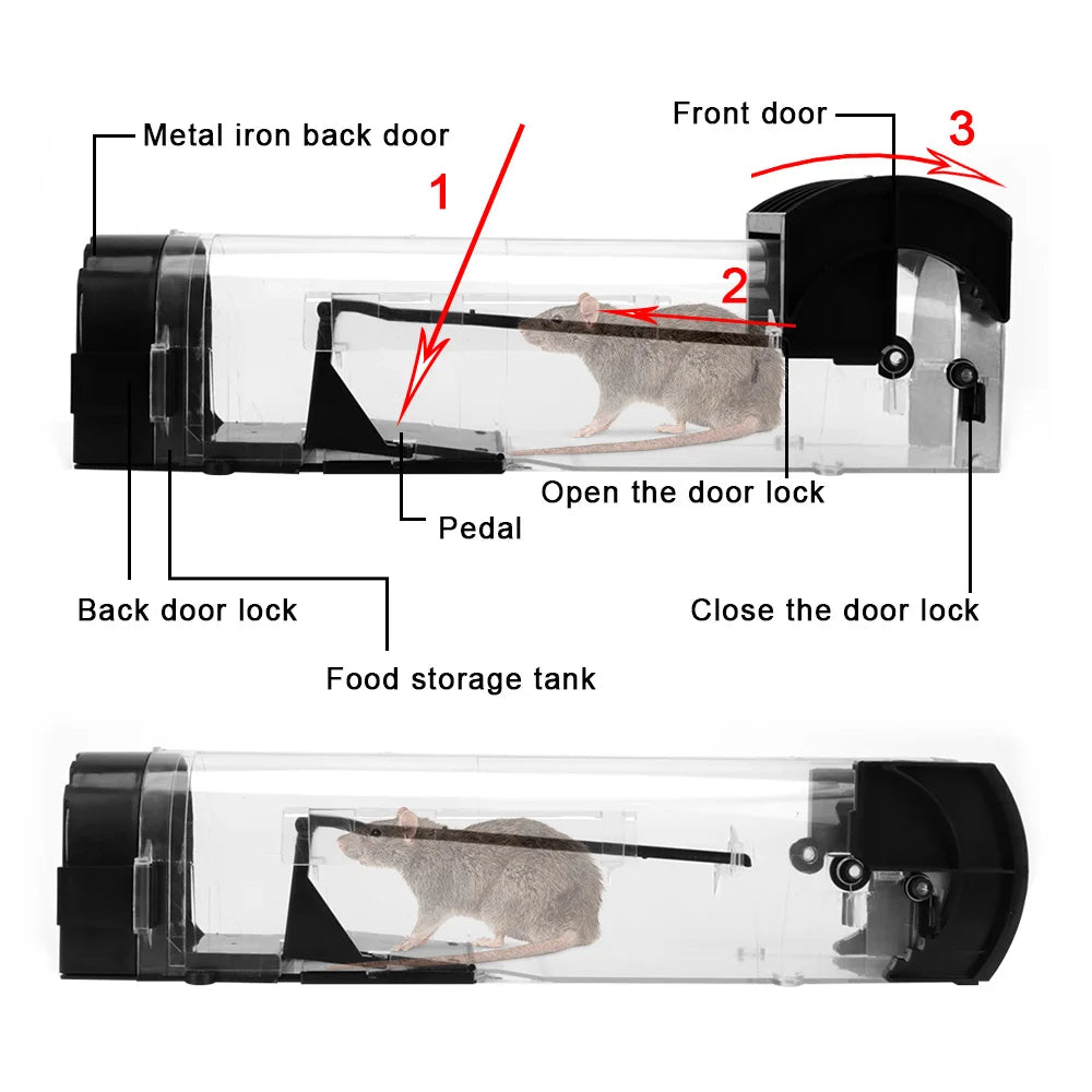 Humane Self-Locking Mouse Trap