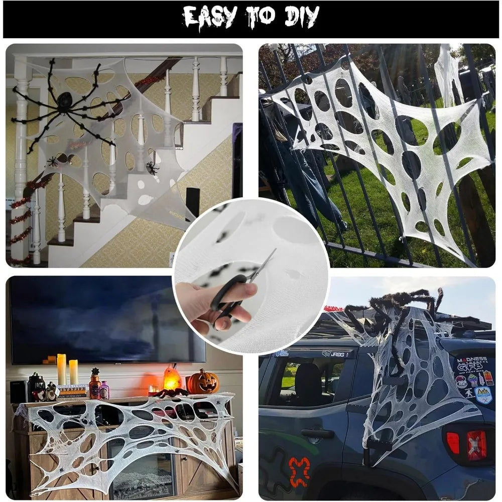 Giant Spider Web Yard Decoration with Stakes