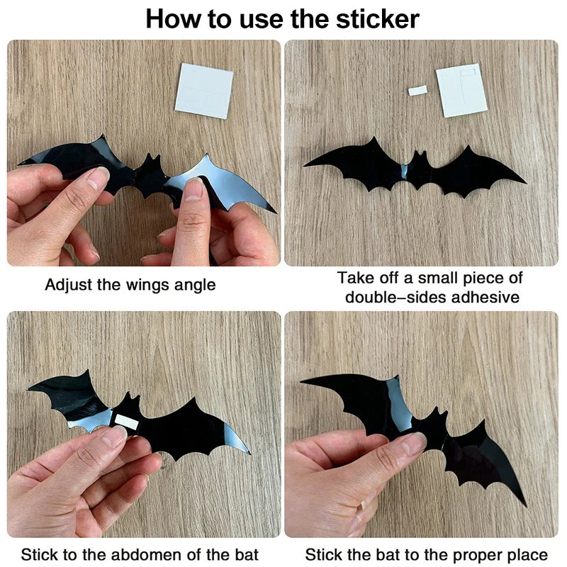 3D Bat Wall Stickers PVC Décor Set