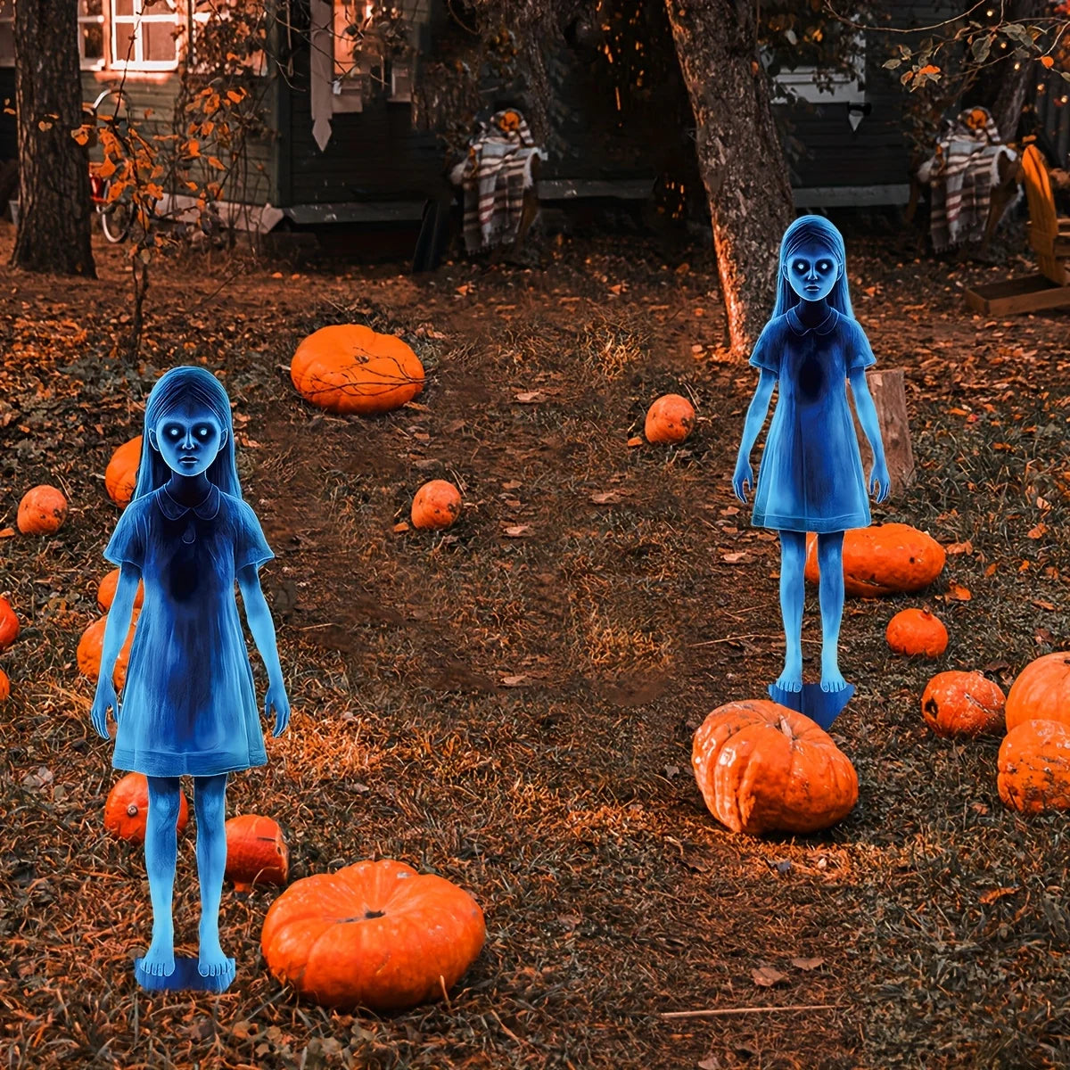 Outdoor Twin Ghost Decoration with LED Lights