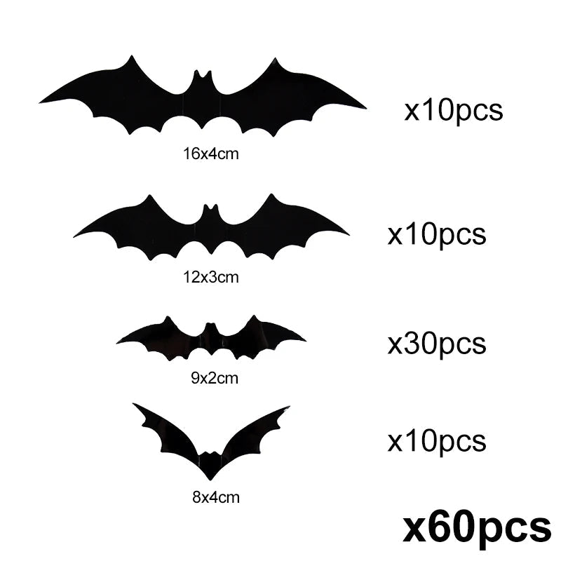3D Bat Wall Stickers PVC Décor Set