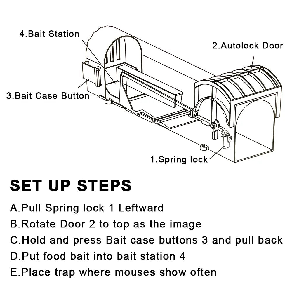 Humane Self-Locking Mouse Trap