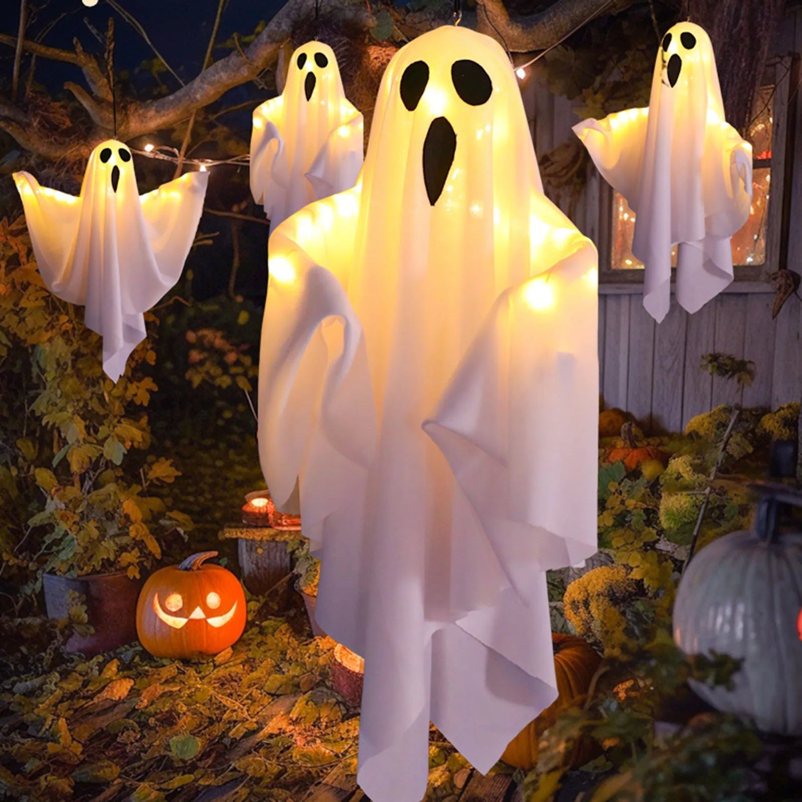 Lighted Hanging Ghost Decoration