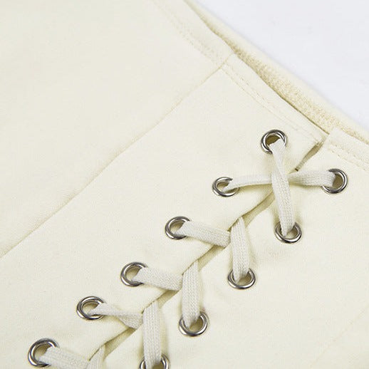 Sculpted Lace-Up Waist Mini Skirt