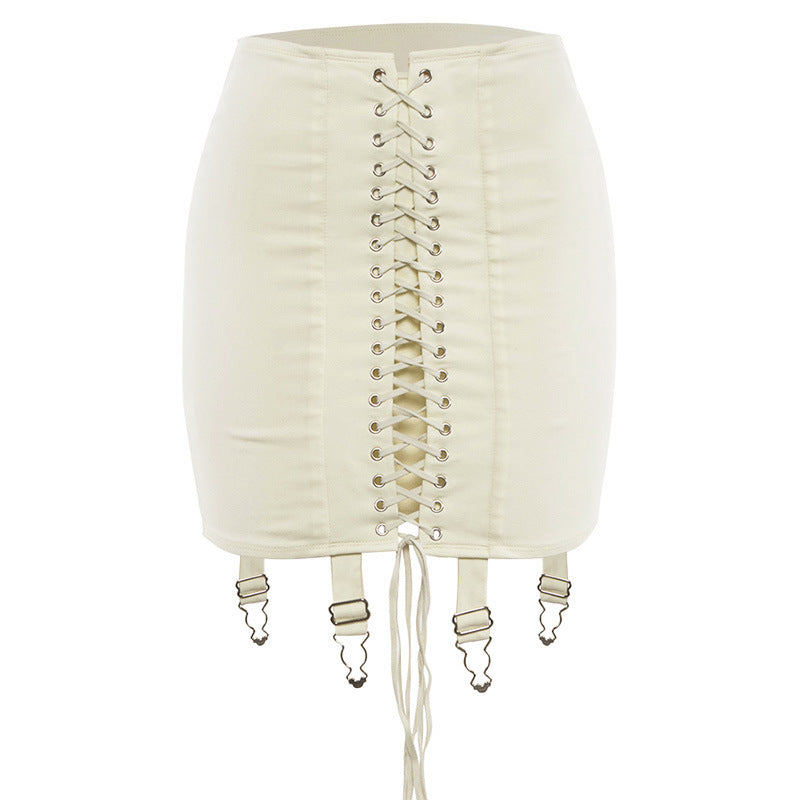 Sculpted Lace-Up Waist Mini Skirt
