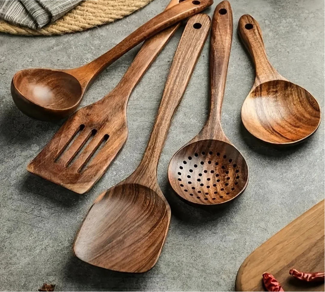 Teak Wood Kitchen Utensil Set