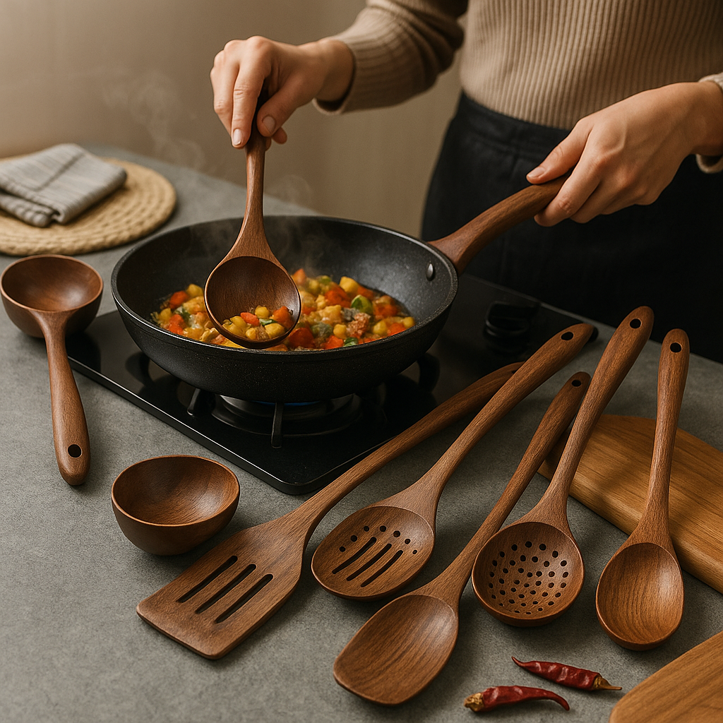 Teak Wood Kitchen Utensil Set
