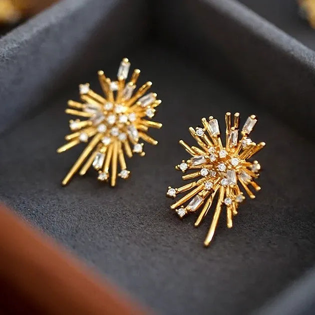 Radiant Gold Burst Statement Earrings
