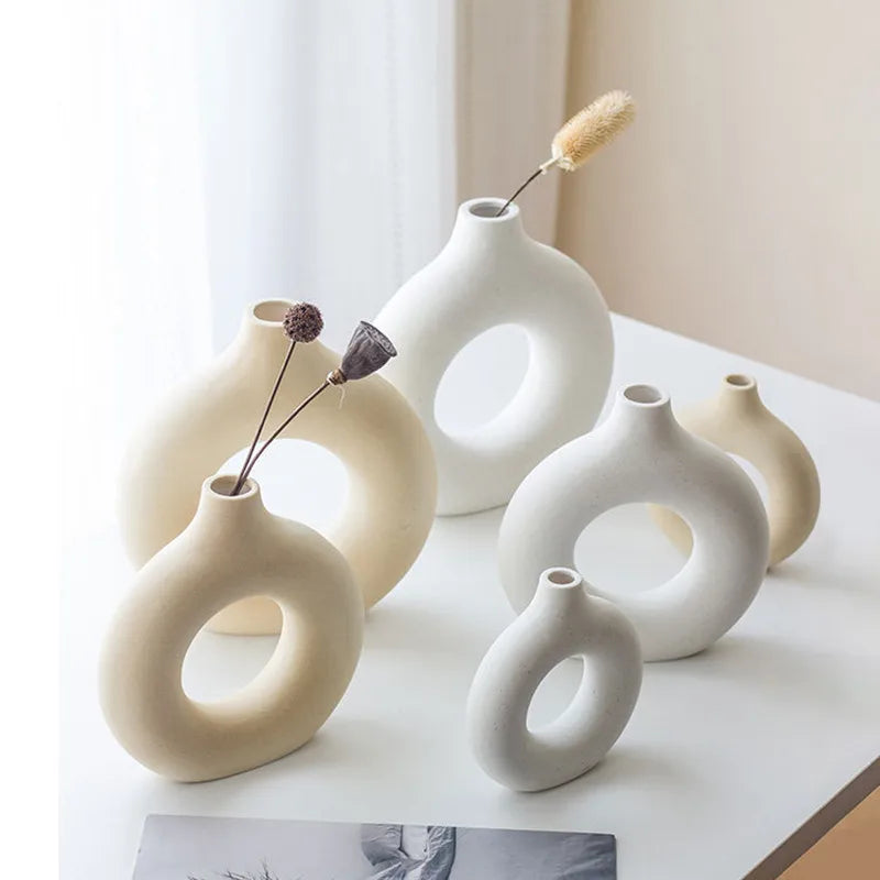 Minimalist Nordic Circular Ceramic Vase
