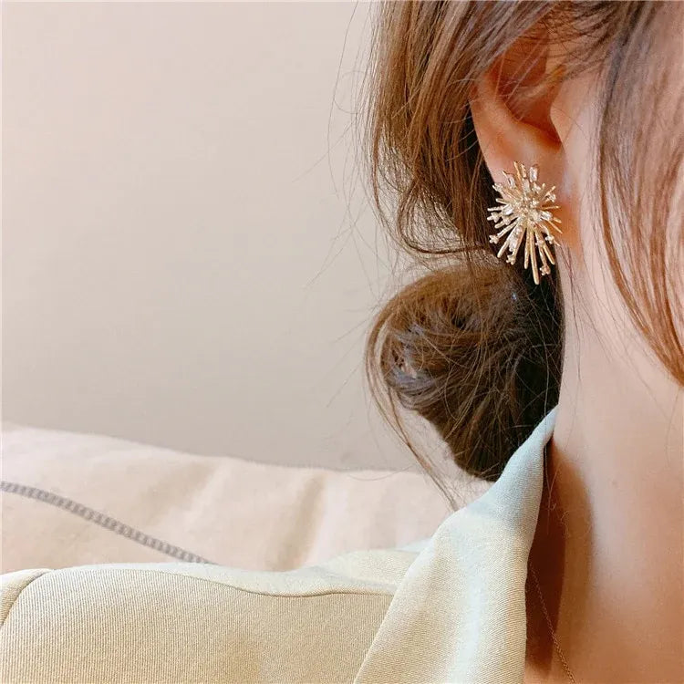 Radiant Gold Burst Statement Earrings