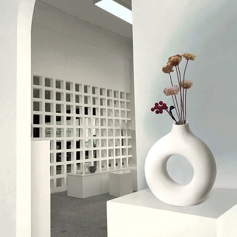 Minimalist Nordic Circular Ceramic Vase