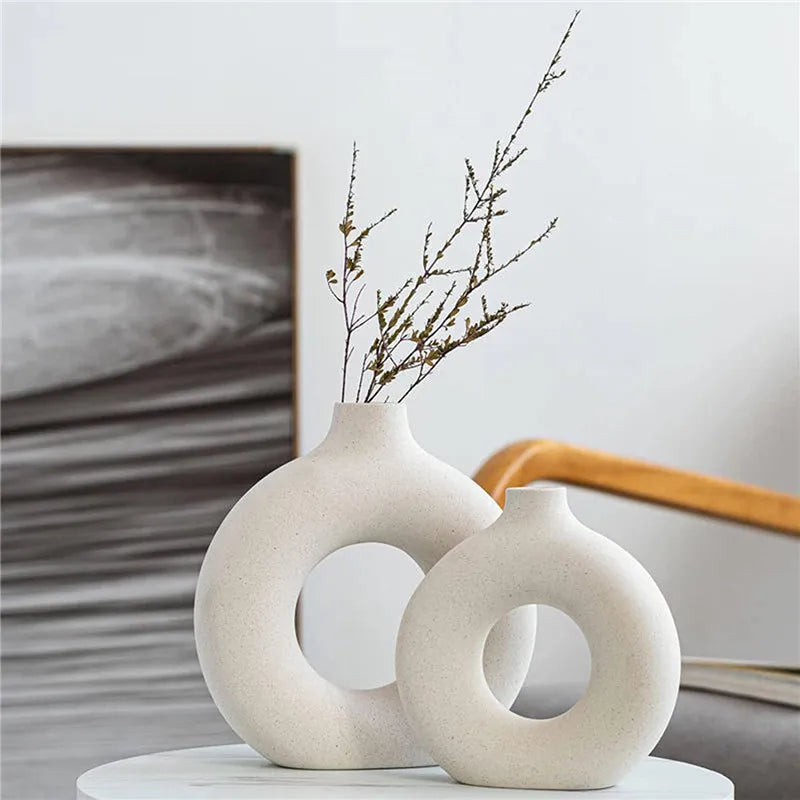 Minimalist Nordic Circular Ceramic Vase