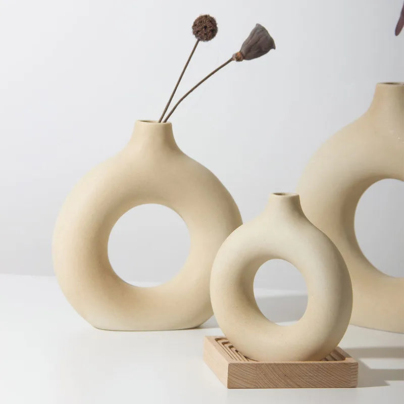 Minimalist Nordic Circular Ceramic Vase