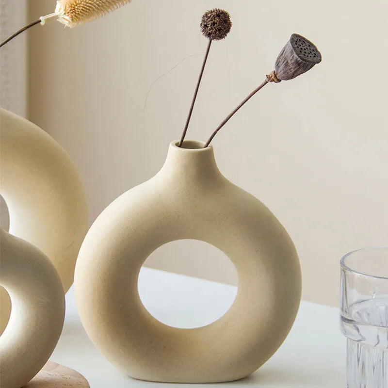 Minimalist Nordic Circular Ceramic Vase