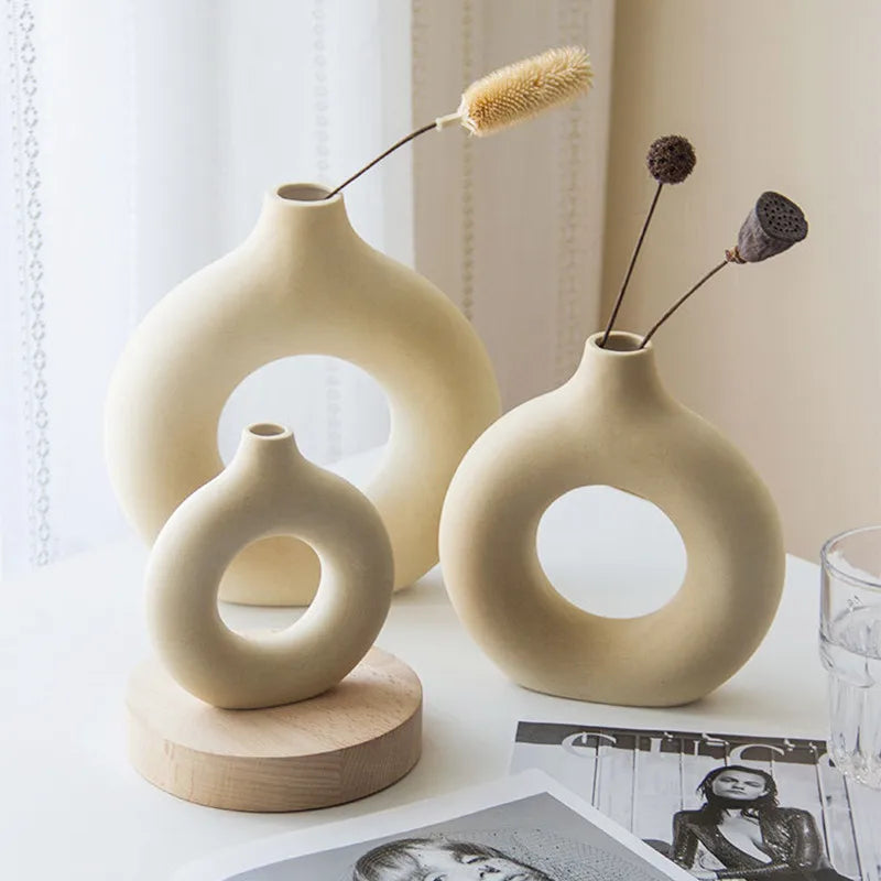 Minimalist Nordic Circular Ceramic Vase