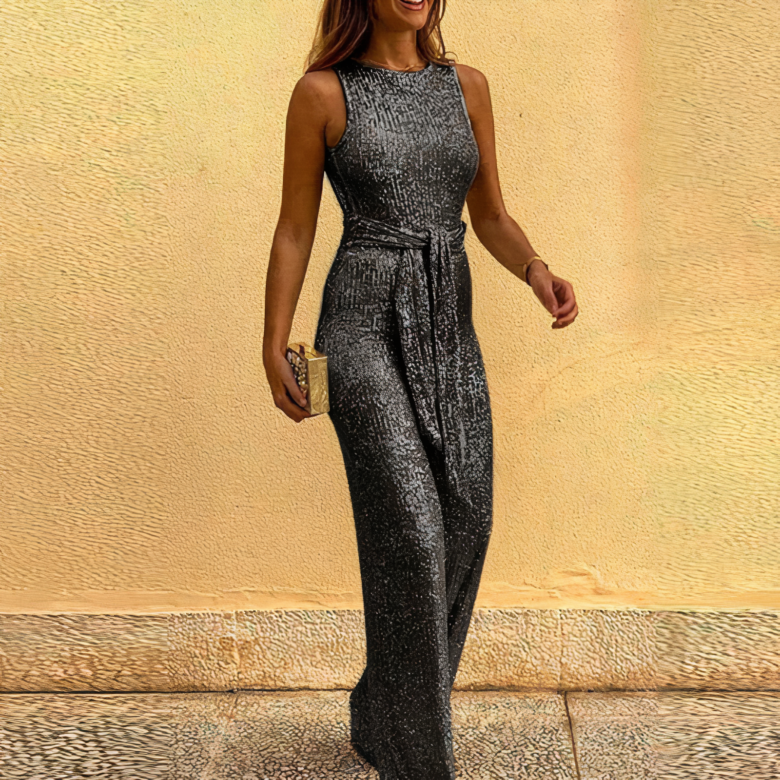 Remona Glitter Wide-Leg Jumpsuit