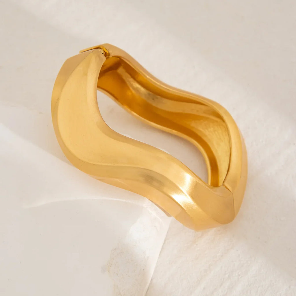 Bold Sculpted Gold Statement Bangle