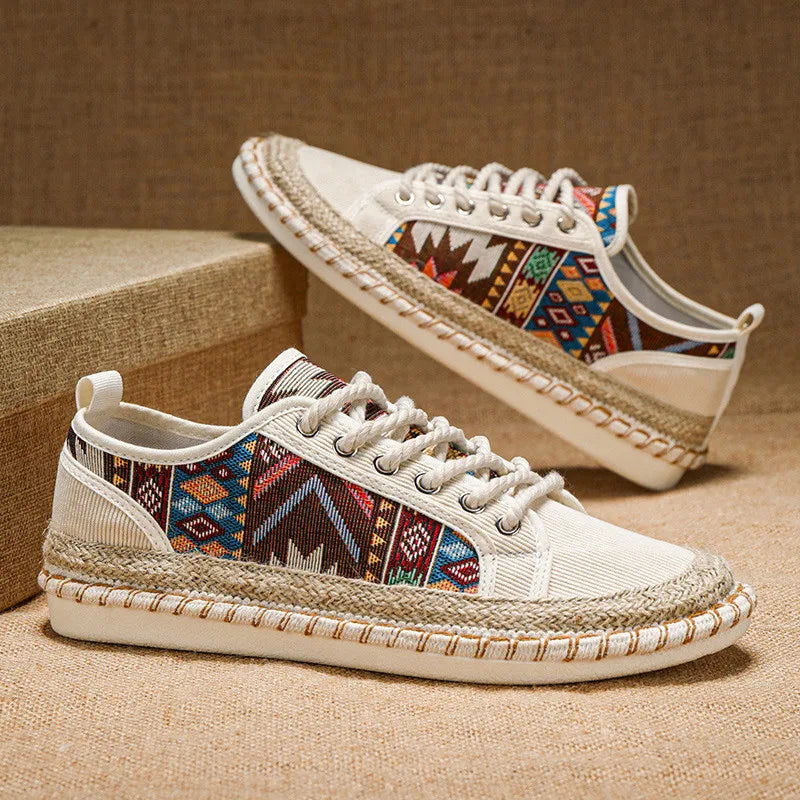 Boho Tribal Pattern Canvas Sneakers – Espadrille Sole