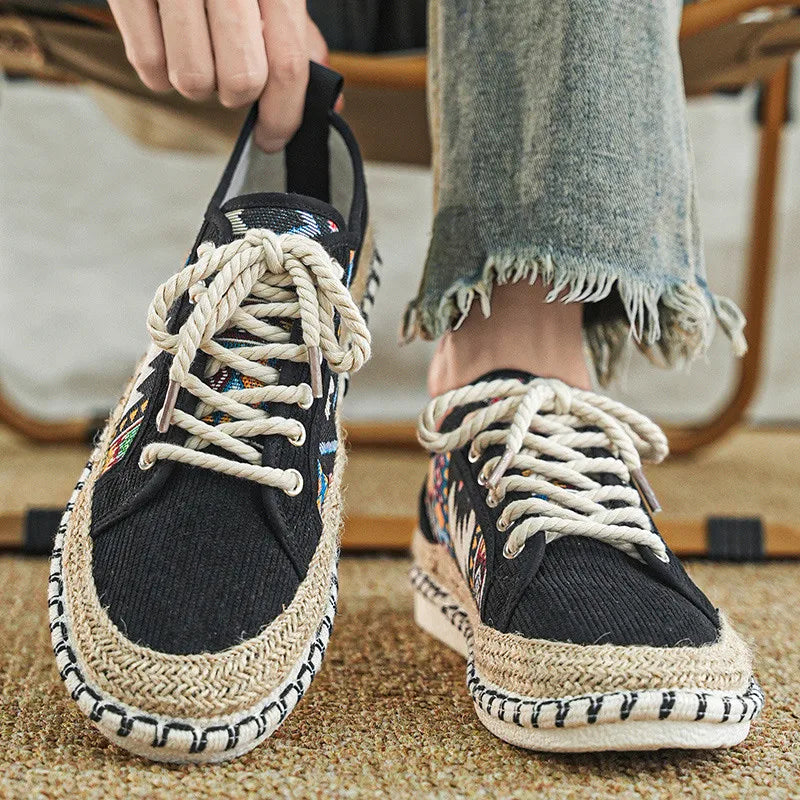 Boho Tribal Pattern Canvas Sneakers – Espadrille Sole