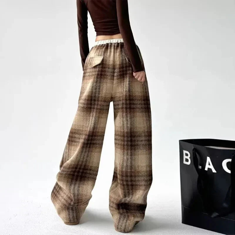 Marston Plaid Wide-Leg Pants