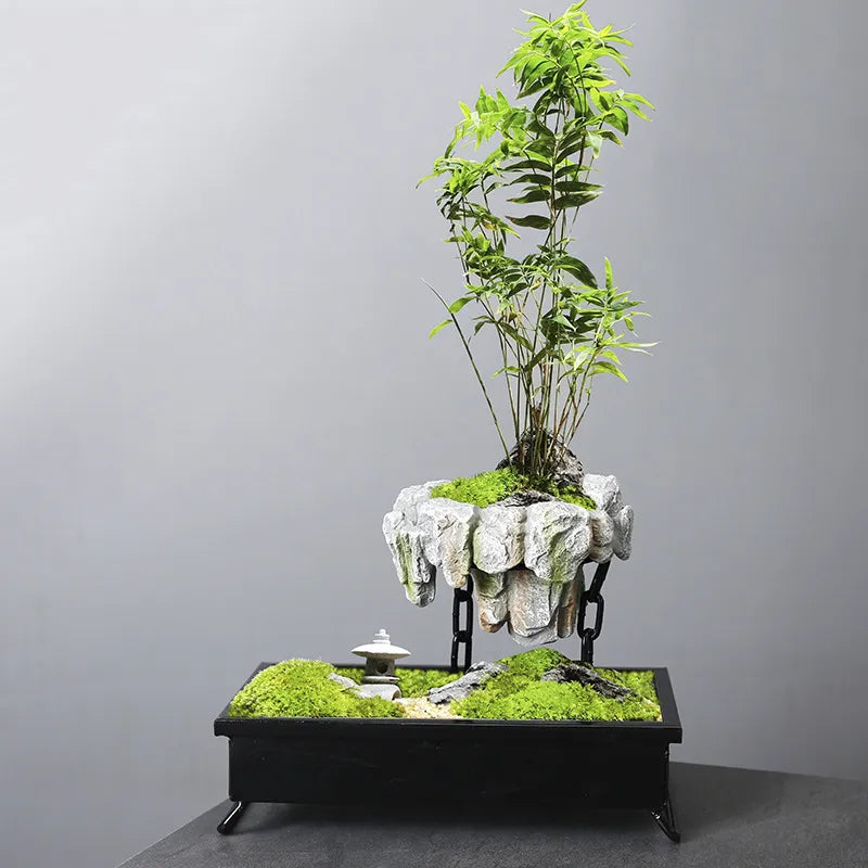 Levitating Stone Planter with Magnetic Base