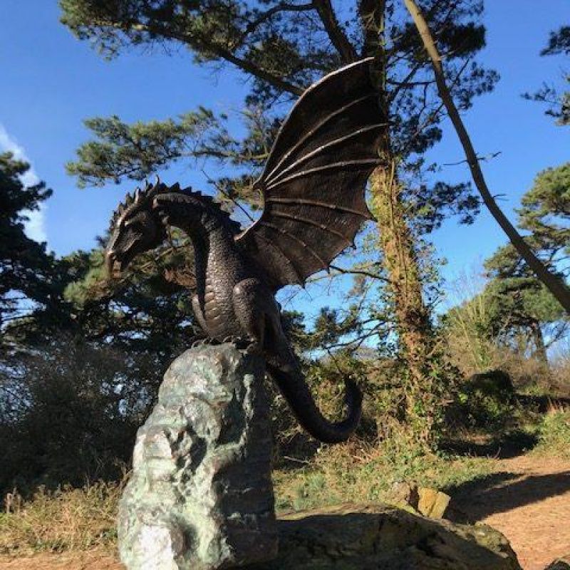 Dragon Water Fountain – Sculpted Outdoor Feature with Flame Effect