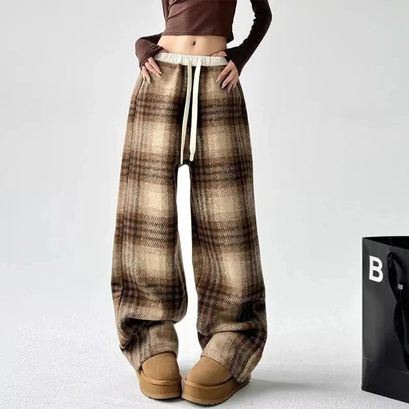 Marston Plaid Wide-Leg Pants