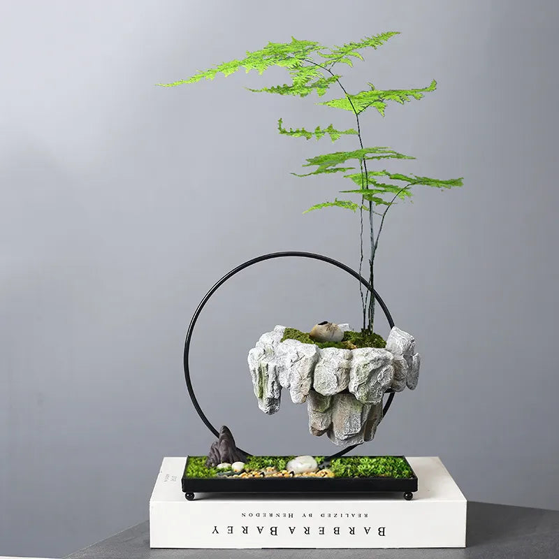 Levitating Stone Planter with Magnetic Base