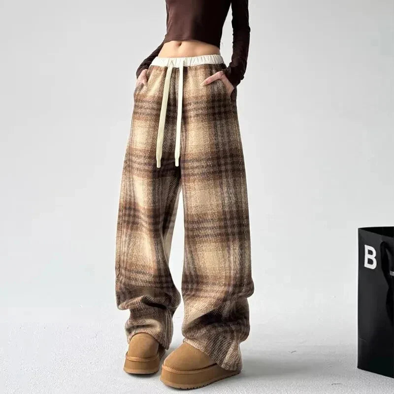 Marston Plaid Wide-Leg Pants