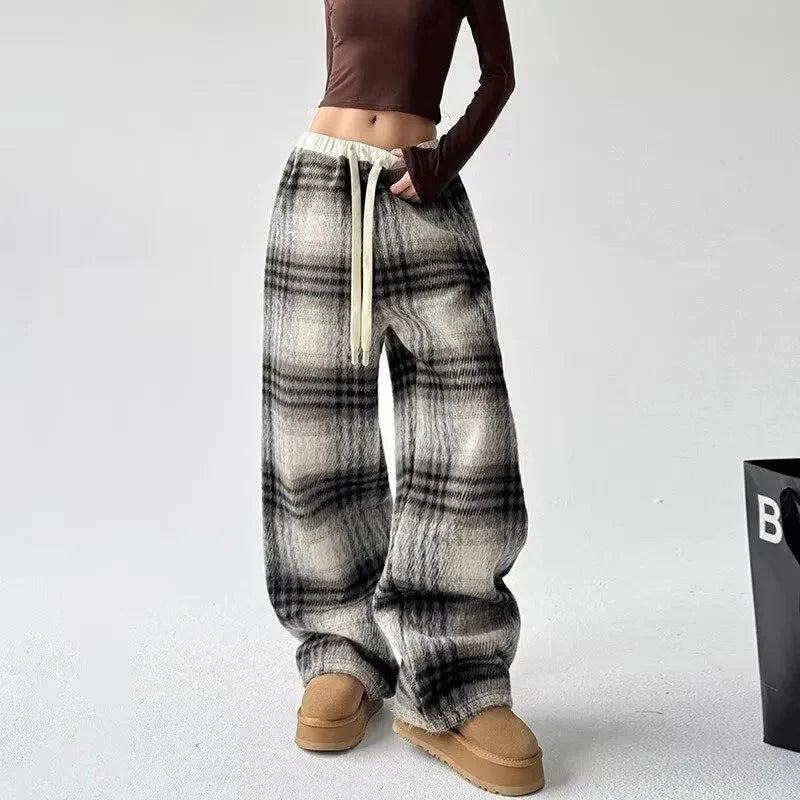 Marston Plaid Wide-Leg Pants