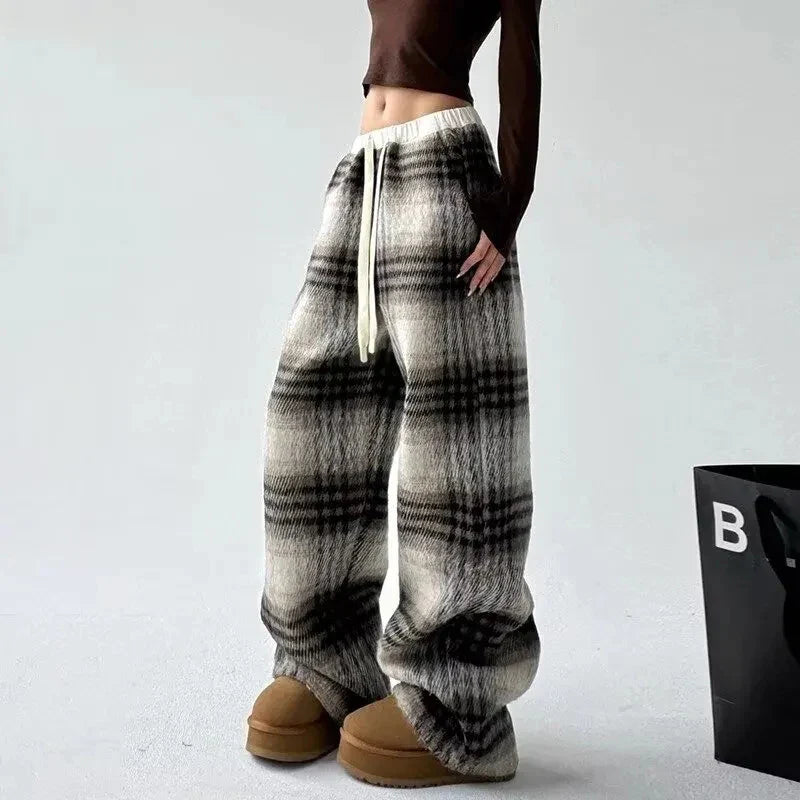 Marston Plaid Wide-Leg Pants