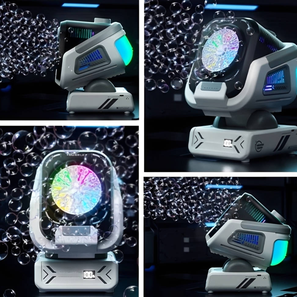 Party Bubble Machine with LED Lights & Remote Control