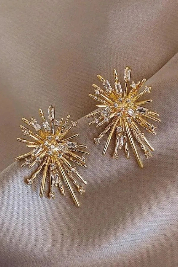 Radiant Gold Burst Statement Earrings