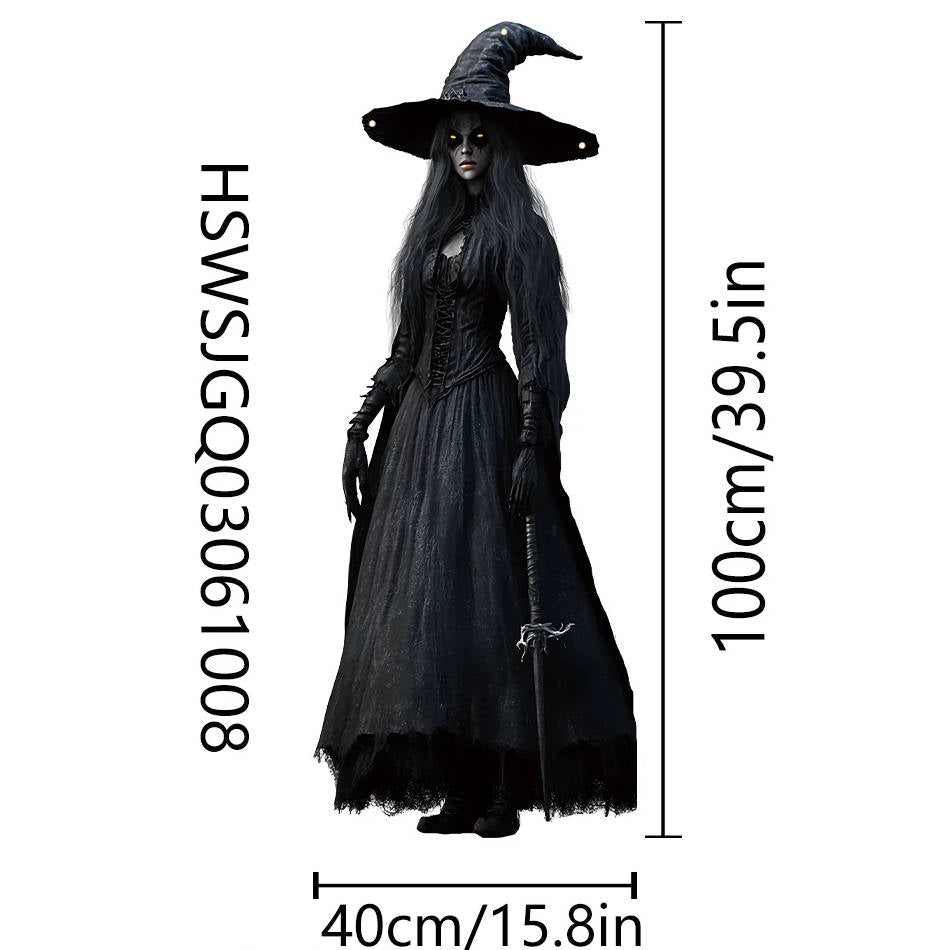 Hanging Ghost Bride Decoration with Red LED Eyes