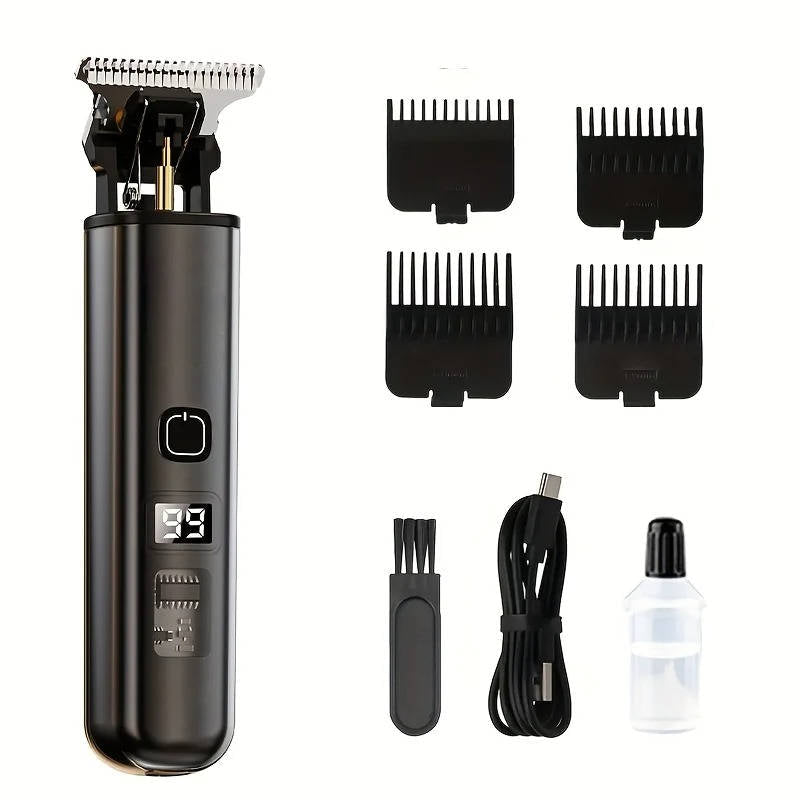 Professional Cordless Hair Clippers – Precision Trimmer with LED Display