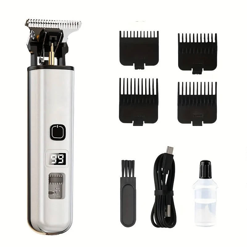 Professional Cordless Hair Clippers – Precision Trimmer with LED Display
