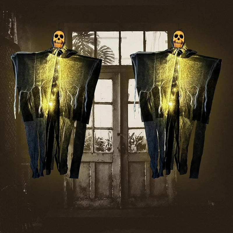 Glowing Skull Hanging Decorations – Set of Two
