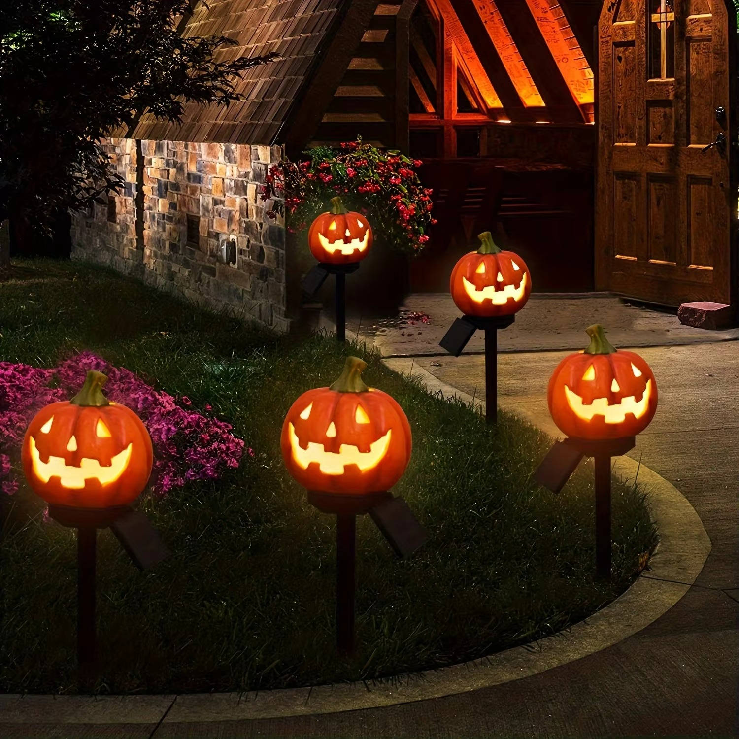 LED Pumpkin Pathway Lights for Outdoor Decoration